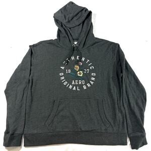 Aeropostale Fleece Hoodie Sweatshirt Gray Womens Sz XL Pullover Embroidered